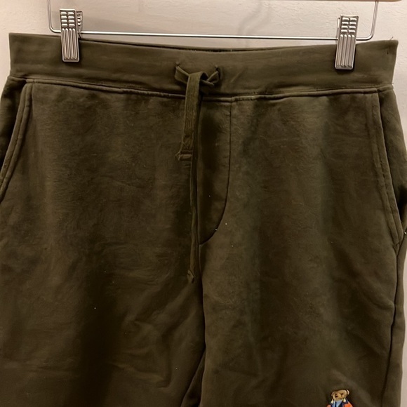 Polo Ralph Lauren Men’s Shorts Bear Fleece Pockets Drawstring Green Size Small - Picture 3 of 14